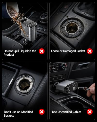 Image of BERTHALESS Retractable Car Charger, 4 in 1 Fast Charging Car Charger with USB-C & USB-A, Compatible with iPhone 17 /16 /15 /14 /13 /12 /11,Galaxy,Pixel,Car Accessories Gifts for Fathers Day,Husband,Men,Dad