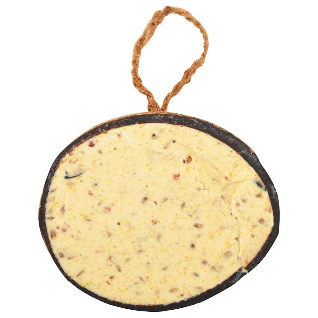 Karma dla ptaków wypełniona połówkami orzechów kokosowych, 10 szt., 290 g, z nasionami, orzechami, mączniakiem i pestkami słonecznika, wysokoenergetyczna, całoroczna karma dla dzikich ptaków