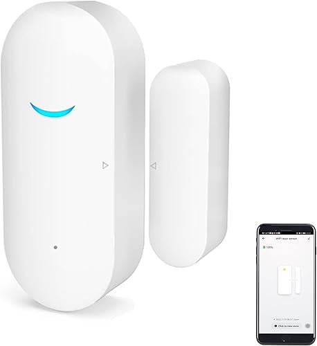 Paquete de 2 sensores WiFi para puertas y ventanas, alarma inteligente Tuya con control de aplicación de notificación gratuita, sistema de alarma de