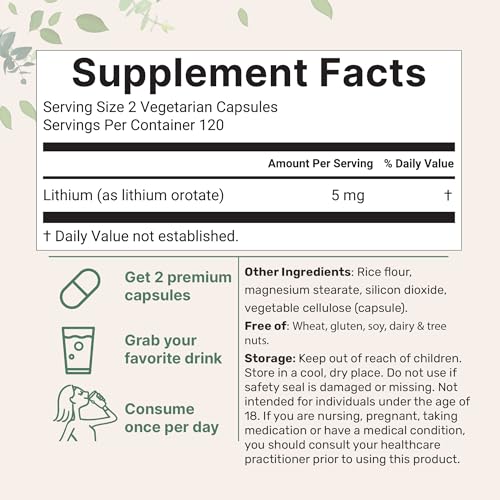 Micro Ingredients Lithium Orotate 5 mg