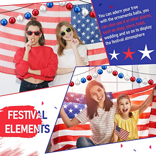 24 Pcs Independence Day Hanging Ball 2.36 Inch 4Th Of July Patriotic Ball Ornament Memorial Day Decoration American Flag Party Decorative Tree Balls For Veterans Day Decor (Red, Blue, White) #TOP2