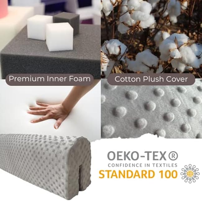 Wonder Space Toddlers' Bed Rail Bumpers Protecter - Children's Bed Guardrail Padding - Anti-Collision | Increased Height | Fall Prevention - Easy Installation Enhanced Safety Mostly Fit (Grey, 3ft)