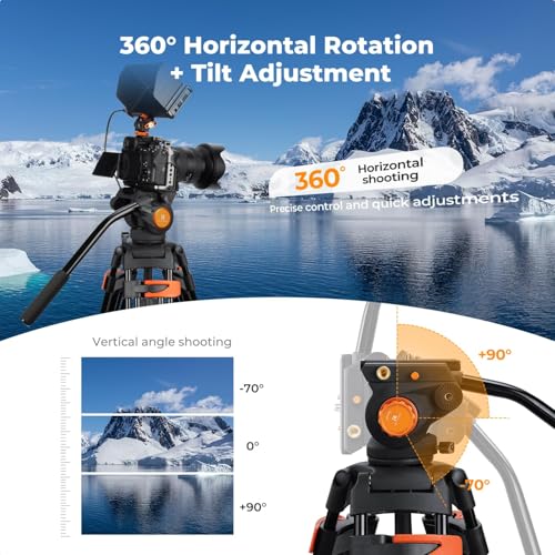 Image of K&F CONCEPT 80 inch Video Tripod with Fluid Head