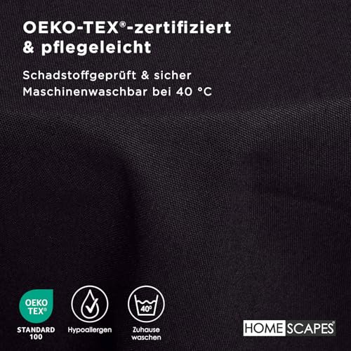 Homescapes Schwarze Tischdecke rund mit Hohlsaum aus 100% Baumwolle 178 cm, rundes Tischtuch, waschbar & pflegeleicht – Ansicht 7