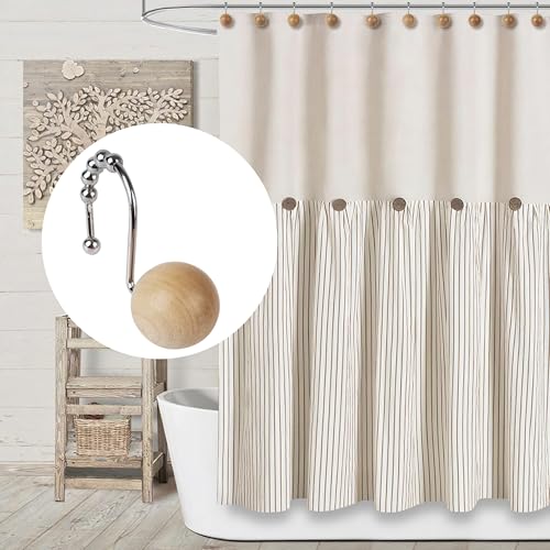 Ganchos de cortina de ducha boho de madera para baños rústicos 7