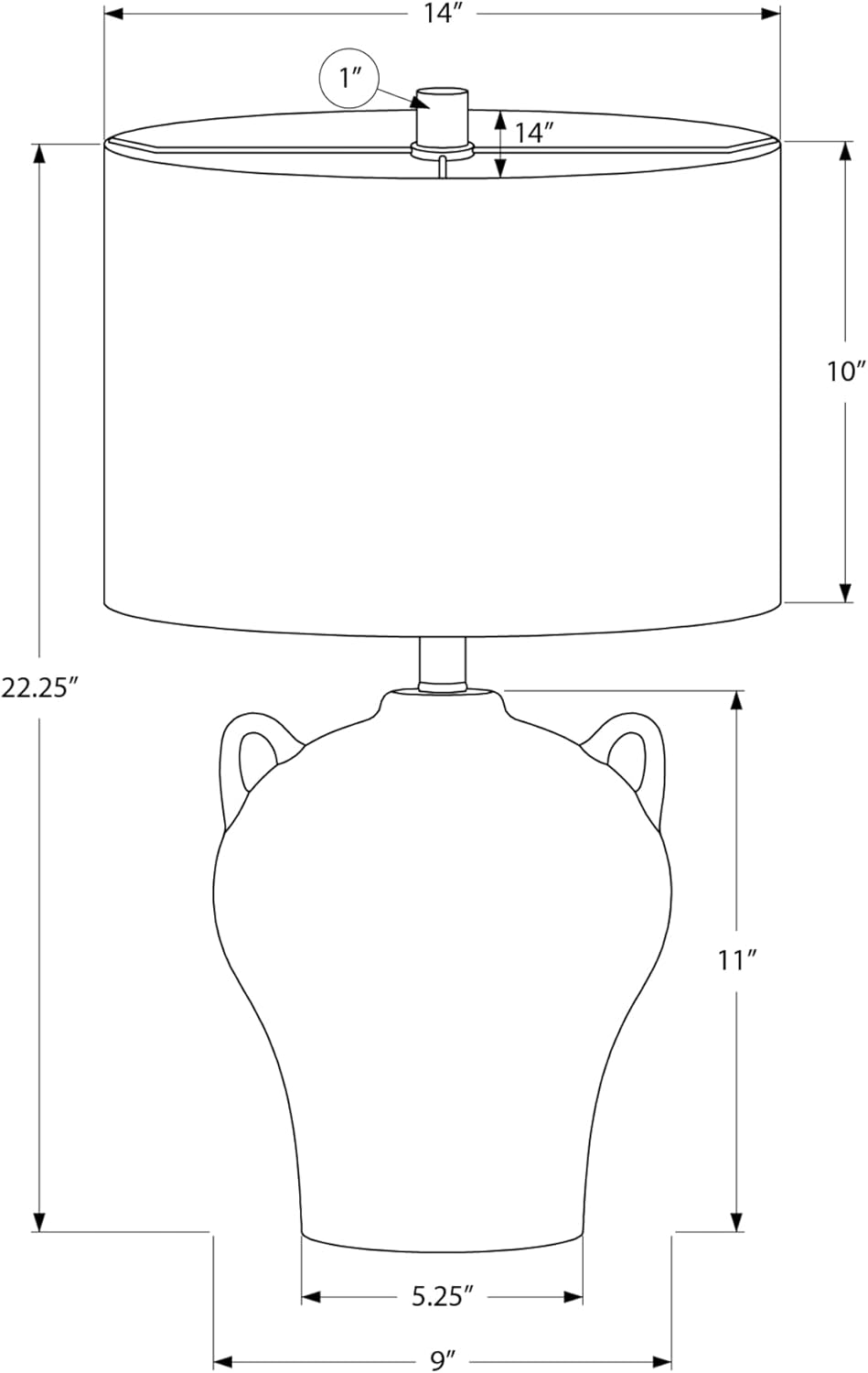 Monarch Specialties I 9884 Lighting, 22" H, Table Lamp, Beige Ceramic, Beige Shade, Transitional