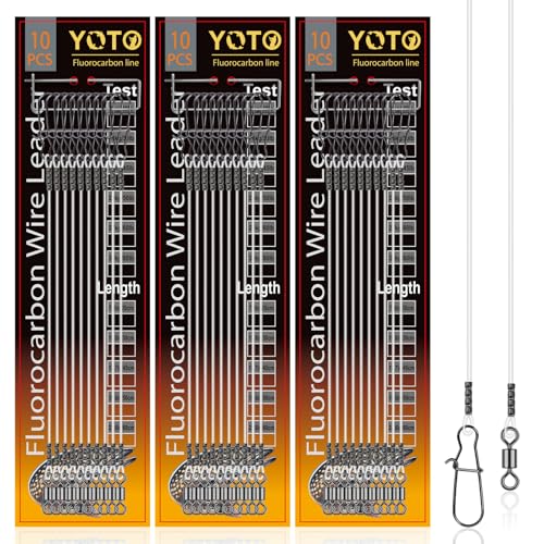 YOTO 10/20 Pcs Fluorocarbon Fishing Leaders with Swivel and Snap