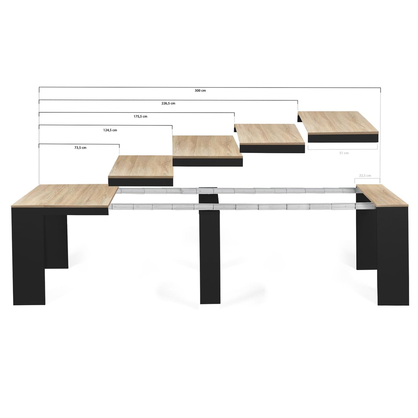 IDMarket - Table Console Extensible Orlando 14 Personnes 300 cm