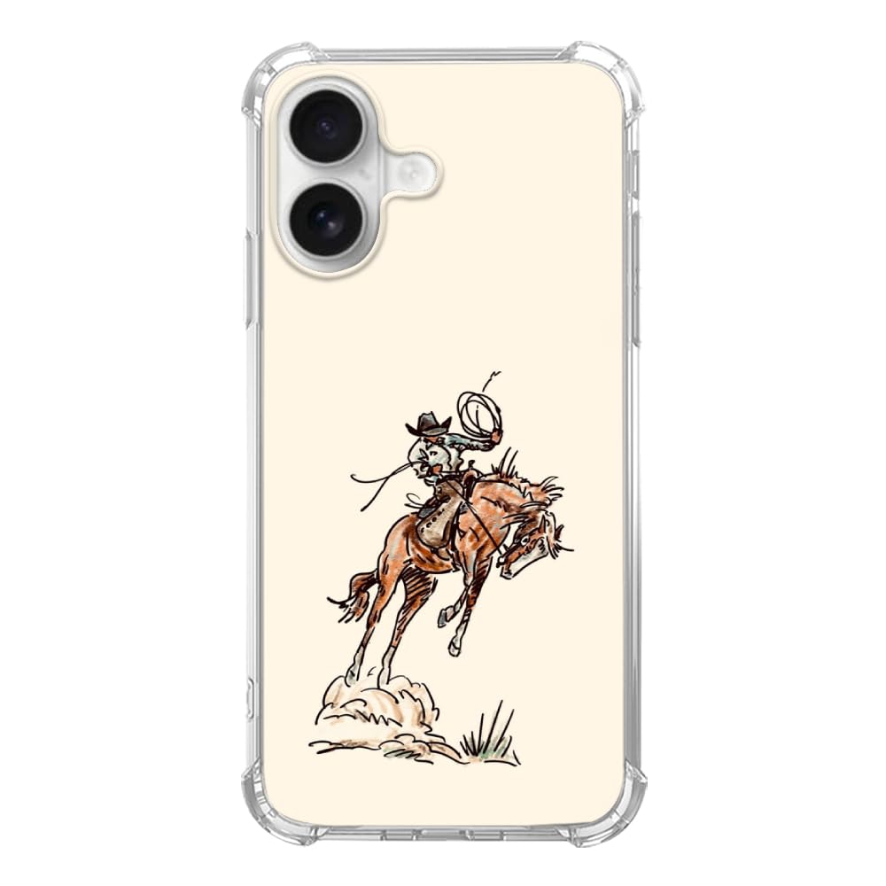 Oubliert West Cowboy Phone Case Compatible with iPhone 16, Vintage Western Country Cowboy Phone Case for iPhone 16, Trendy Unique Design TPU Bumper