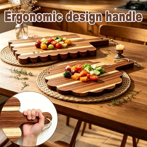 Set de 2 tablas de cortar de madera de acacia con mango miniatura 4