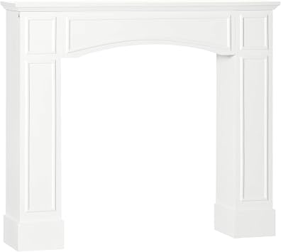 Modern Fireplace Mantel, Surround Mantels for Fireplace with Decorative Pattern Interior Width 29" White