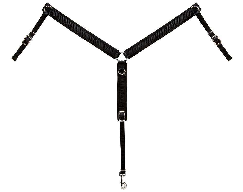Weaver Leather Pony Felt Lined Ring-in-Center Breast Collar Black,1-Inch