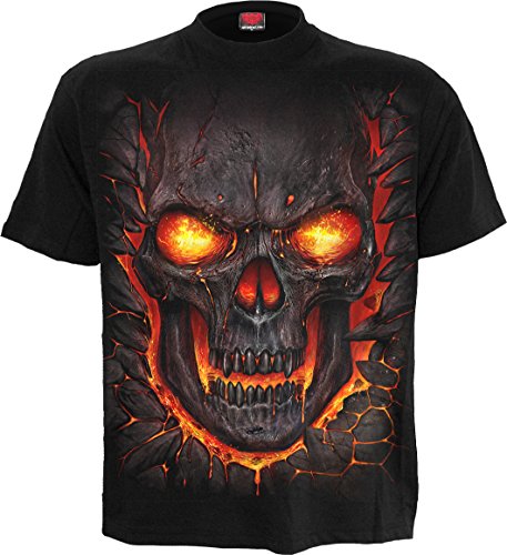 Spiral Skull Lava Homme T-Shirt Manches Courtes Noir XL 100% Coton Regular/Coupe Standard