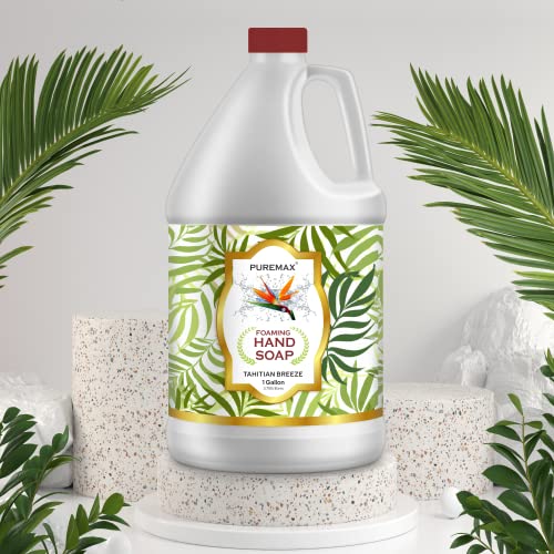 Puremax Foaming Hand Soap Tahitian Breeze Refiller | Gentle, Moisturizing | Ready To Use | (1 Gallon) 128 Fl Oz #TOP1