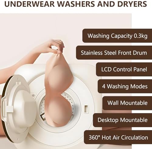 2 in 1 Mini Portable Washer & Dryer Combo - 3.5L Wall-Mounted Washing Machine with Stainless Steel Drum for Small Clothes, Underwear & Socks - Ideal for Apartments & Travel