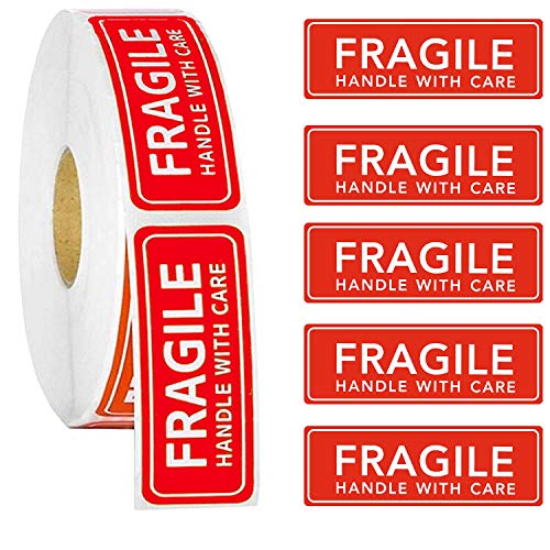ADAKEL 500 Pieces Fragile Sticker 1x 3 Fragile Handle with Care Warning Stickers Fragile Shipping Label for Shipping Packaging 1x 3