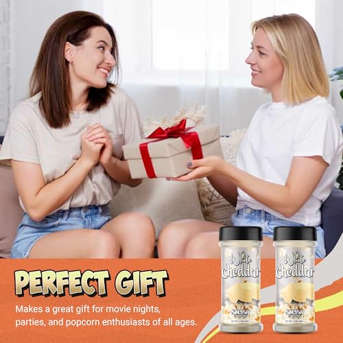 White Cheddar Cheese Powder – Premium Cheesy Popcorn Seasoning – 2 Pack Gourmet Sprinkle Topping for Popcorn, Chips, Pasta, Fries, Pretzels, Sauces, Snacks, Meals, Parties – Bold Sharp Flavor