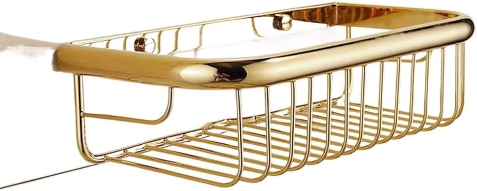 Bathroom Accessory / 300mm Gold Color Brass Wall Mounted Single Tier Soap/Sponge Shower Storage Basket Tba095
