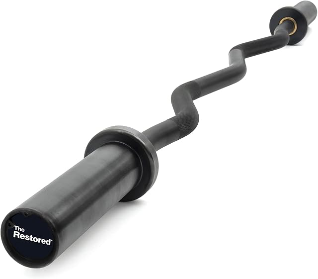 EZ Curl Bar for Olympic 2-Inch Plates, 4-Foot, 8kg for Home Strength Training from The Restored