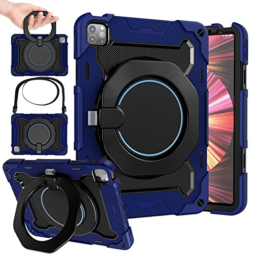 ROISKIN for iPad Air 5th 4th Generation Case 10.9 inch and iPad Pro 11 inch Case 4th 3rd 2nd 1st Gen( 2022 2021 2020 2018 ) for Kids, 360 Kickstand Handle Shoulder Strap Case