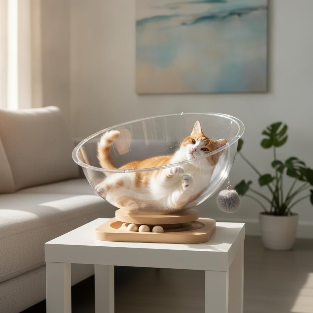 Cuccia per Gatti in Plastica, Trasparente, 37cm