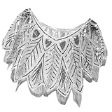 SXRQ Châle à paillettes perles robe de cocktail de soirée pour filles accessoires années 1920 boléro perlé vintage, gris, taille unique