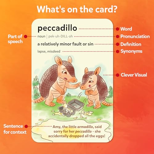 Skillmatics Vocabulary Flash Cards for SAT Prep – Learn 100 Words with Wordplay, Visuals & Soundplay, Study Aid & Educational Gift for Ages 12, 13, 14 & Up, Screen-Free Language Game - Image 5