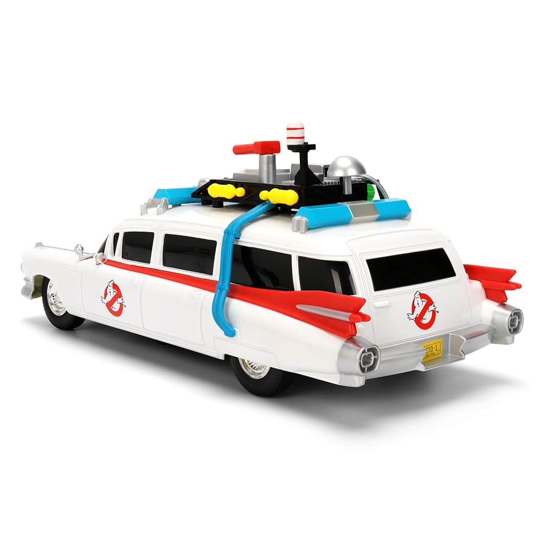 Jada, Radio Control Cazafantasmas Ecto-1 Escala 1:16, Coche radiocontrol 29 cm con 2 Canales 2,4 GHz, función Turbo, Movimiento en Todas direcciones, Carga USB, +6 años (9336139314R00)