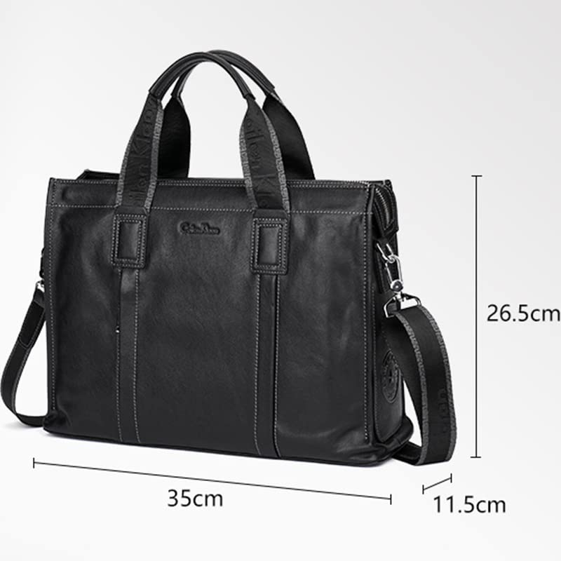 2022 New Genuine Leather Casual business affairs Men Handbag Man Briefcase Business Shoulder Black Classic Crossbody 14 Inch4
