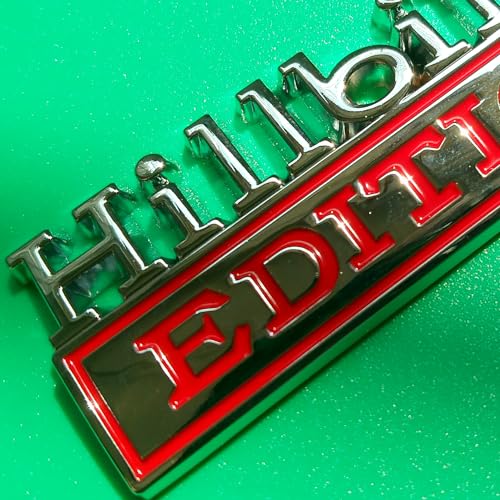 Image of Generic Hillbilly Edition Emblem with Strong Adhesive, Hillbilly Car Emblem 3D Badge Decal Car Truck Replacement Compatible with Universal Vehicle, Car, Truck, SUV (Silver Red)