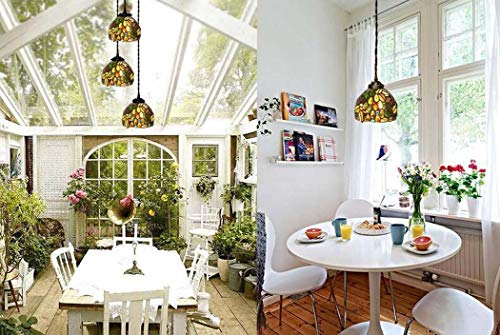 Lampe suspendue en vitrail pour balcon et restaurant cosy