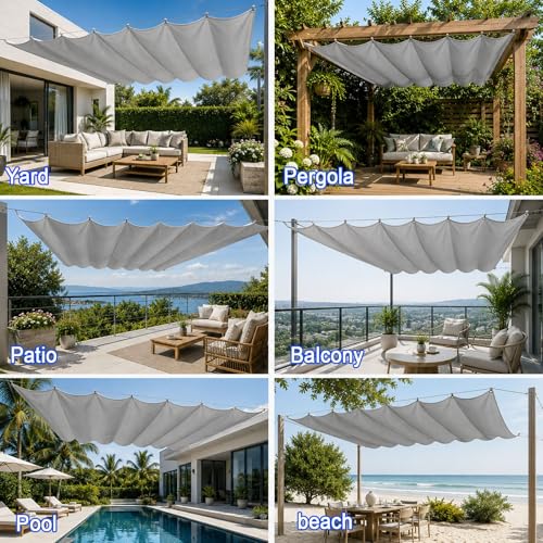 Toldo vela de sombra retráctil impermeable exterior resistente al clima gris claro de 50x300cm 8