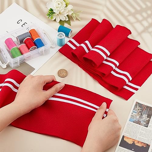 BENECREAT 2Pcs Striped Ribbing Fabric for Cuffs 14x95cm - Image 3