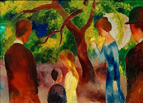 Impression d'art August Macke pour un salon moderne, grand tableau de décoration murale en toile