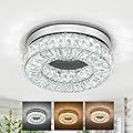 11.8” Modern Crystal Chandeliers Flush Mount Ceiling Light Fixture LED Chandeliers with Crystals Hallway Light Bedroom Chandelier for Kitchen Closet Living Room(3 Color Changeable)