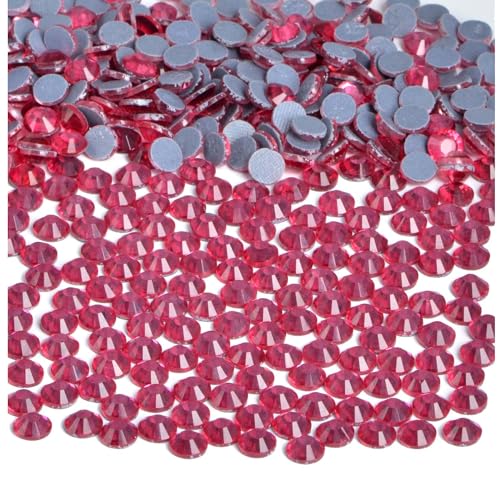 Image of Bymitel Hotfix Crystal Rhinestones Round Gems Iron on DIY Jewelry Making Flat Back for Crafts,Rose, 4.8mm(SS20 /1440pcs)