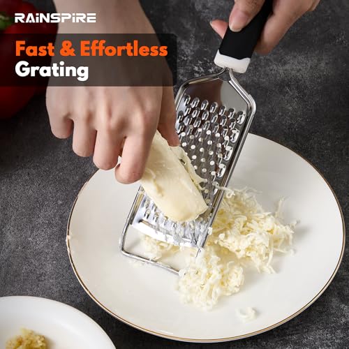 Rainspire Professional Cheese Graters for Kitchen Stainless Steel Handheld, Metal Lemon Zester Grater With Handle For Cheese, Chocolate, Spices, Kitchen Gadgets And Tools, Soft Grip Handle, Black - Image 4