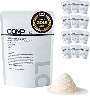 Amazon | COMP Powder LC Plain (400kcal 12袋入) 低糖質 プレーン たんぱく質 中鎖脂肪酸 必須アミノ酸 必須脂肪酸 食物繊維 ビタミン ミネラル ポリフェノール | フェイスパウダー 通販
