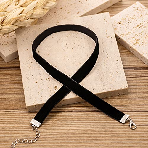 AnotherKiss Classic Black Velvet Choker Necklace for Women - Ultra Comfortable Stretch Velvet Ribbon, Halloween Birthday Party Decorations, Gothic Jewelry Cosplay, Thin 3/8 inch (1cm)2