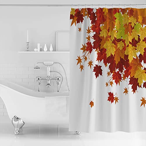 Shower Curtain 48"Wx72"H Shower Curtain Liner, Fall Harvest Thanksgiving Day Autumn Leaf Shower Curtains For Bathroom, Showers Stall, Camper & Clawfoot Tub, Waterproof Polyester Shower Curtain Set #TOP1