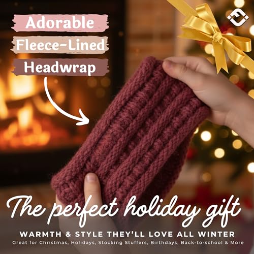 Image of Funky Junque Exclusives Girls Head Wrap Lined Headband Stretch Kids Ear Warmer, Dark Rose, One Size