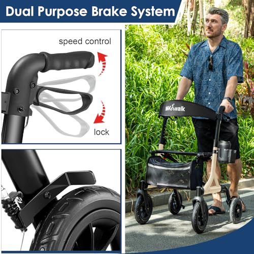 Image of MAXWALK Walkers for Seniors, Foldable Rollator with Seat, Height Adjustable