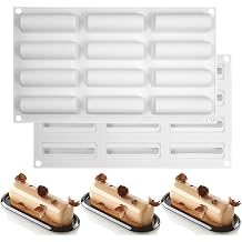 Silica Gel Mousse Cake Mold Bakers Dessert Moose DIY Chocolate Soap Candle Mold, 12 Hole Flat Head Oval Sandwich Mold
