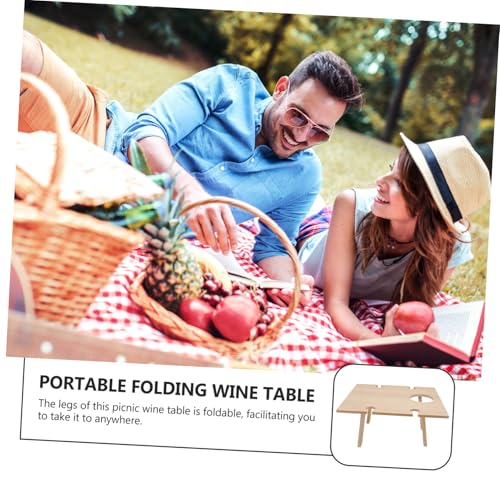 Table à vin pliable portable en bois avec support verres