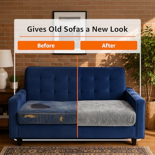 Image of Amazon Basics - Velvet Quilted Make Your Own Sofa Cover |70 x 120 cm|Microfiber Sofa Slipcover (Grey, 2 Seater)