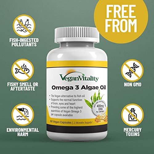 Vegan Omega 3 algenolie - algenolie capsules - 400 mg DHA per capsule, 60 Omega 3 algenolie capsules, Omega 3 capsules… - Image 6