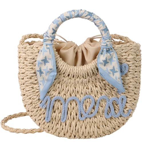 Straw Beach Bag Small Women Crossbody Shoulder Bag Woven Handbag Top Handle Satchel Purse
