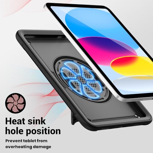 Coque iPad 10e génération 10.9 pouces antichoc avec protège-écran et support noir - 7