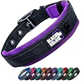 Black Rhino Extra Large Dog Collar - Adjustable Reflective Heavy Duty Wide Dog Collar with Ultra-Soft Neoprene Padding - Weatherproof, Durable, and Comfortable for Active Dogs - Purple and Black