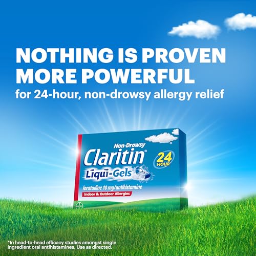 Image of Claritin Allergy Medicine for Adults, 24-Hour Non-Drowsy Loratadine 10mg Liqui-Gels, Antihistamine, 1x10, 1x30, 1x60, 100 Total Liqui-Gels